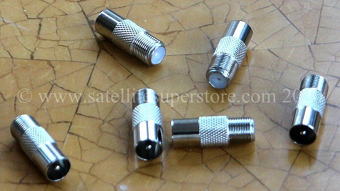 F Connector to UHF Aerial IEC Inline Straight Adaptor.