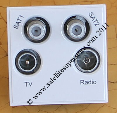Triax TV, radio and TWIN satellite quad MODULAR screened outlet plate