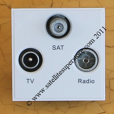 Triax TV, radio and satellite triplexed MODULAR screened outlet plate