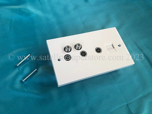 Triax TV, radio, return, phone and twin satellite outlet double plate